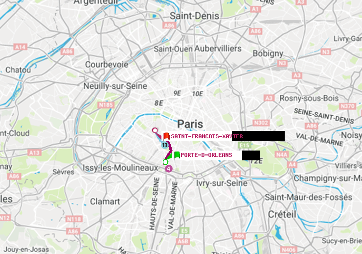plan itinéraire ratp de Porte d