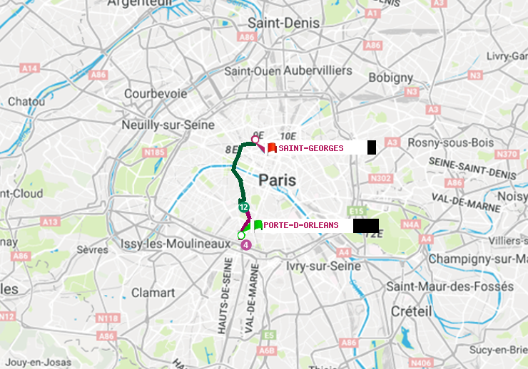 plan itinéraire ratp de Porte d