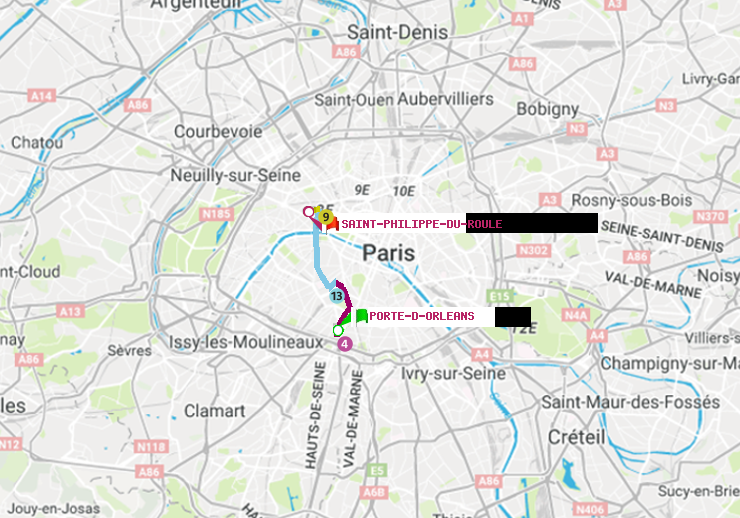 plan itinéraire ratp de Porte d