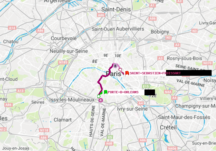 plan itinéraire ratp de Porte d