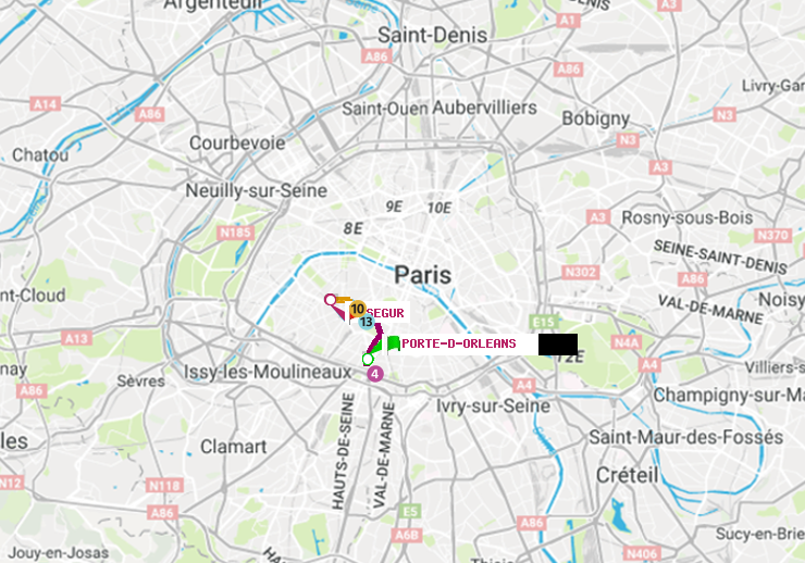 plan itinéraire ratp de Porte d