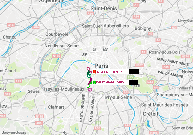 plan itinéraire ratp de Porte d