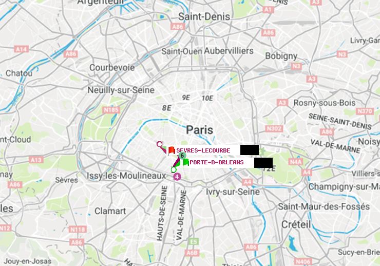 plan itinéraire ratp de Porte d