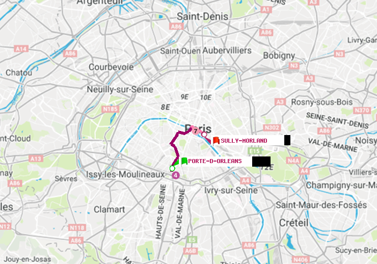 plan itinéraire ratp de Porte d