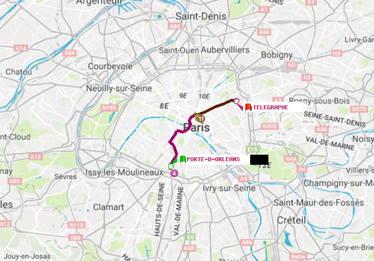 plan itinéraire ratp de Porte d