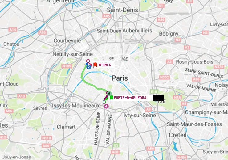 plan itinéraire ratp de Porte d