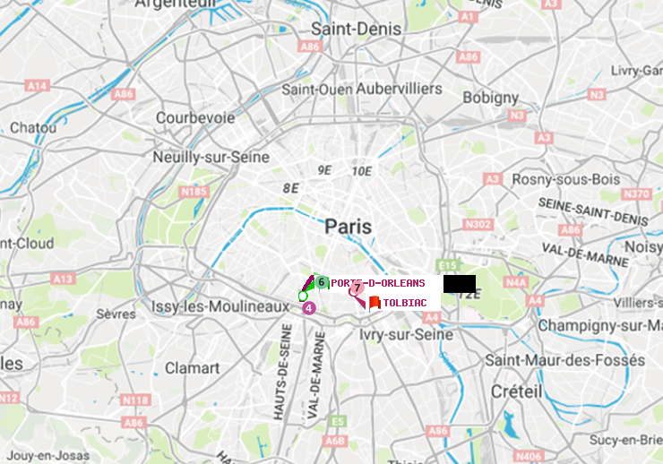 plan itinéraire ratp de Porte d