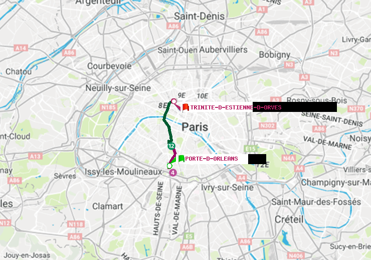 plan itinéraire ratp de Porte d