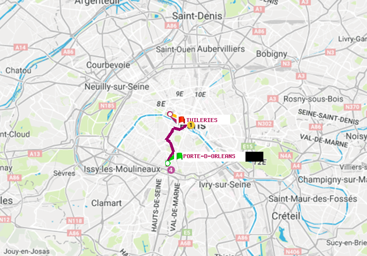 plan itinéraire ratp de Porte d