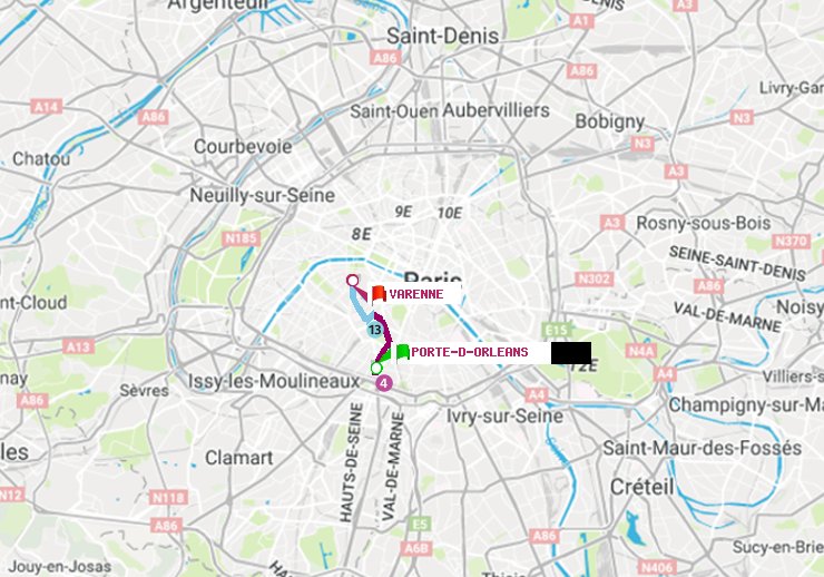 plan itinéraire ratp de Porte d