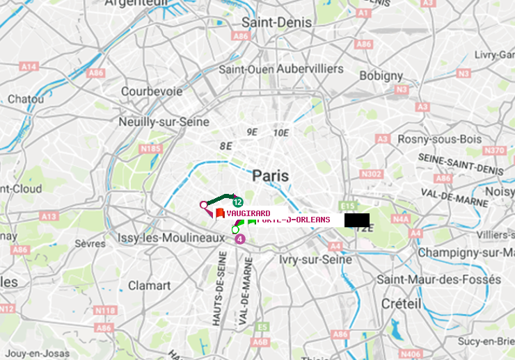 plan itinéraire ratp de Porte d