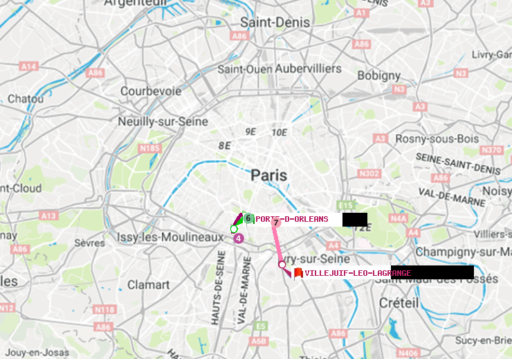 plan itinéraire ratp de Porte d