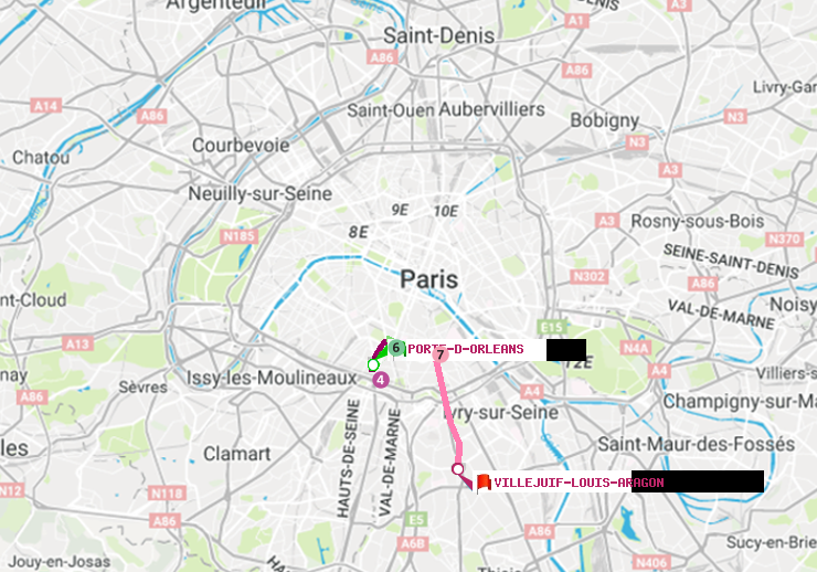 plan itinéraire ratp de Porte d