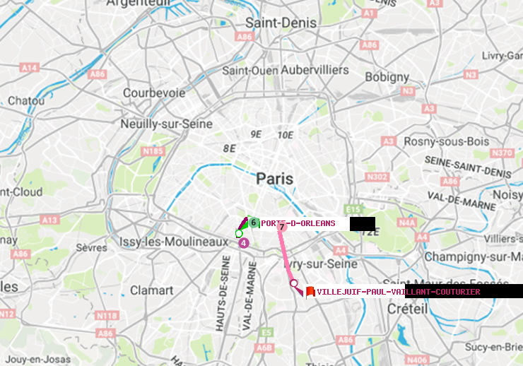 plan itinéraire ratp de Porte d