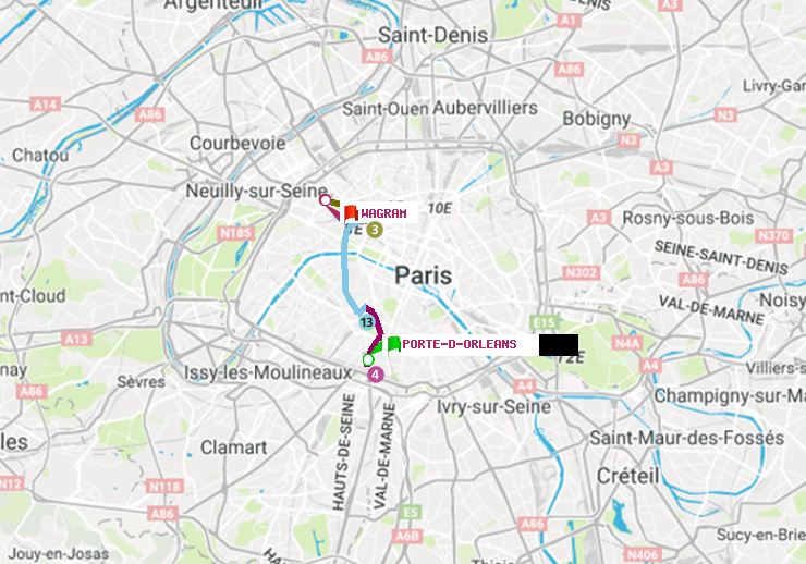 plan itinéraire ratp de Porte d
