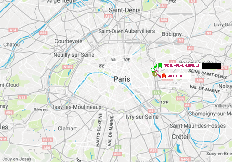 plan itinéraire ratp de Porte de Bagnolet à Gallieni (Parc de Bagnolet)