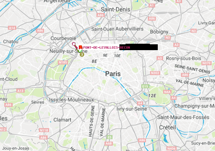 plan itinéraire ratp de Porte de Champerret à Pont de Levallois-Bécon