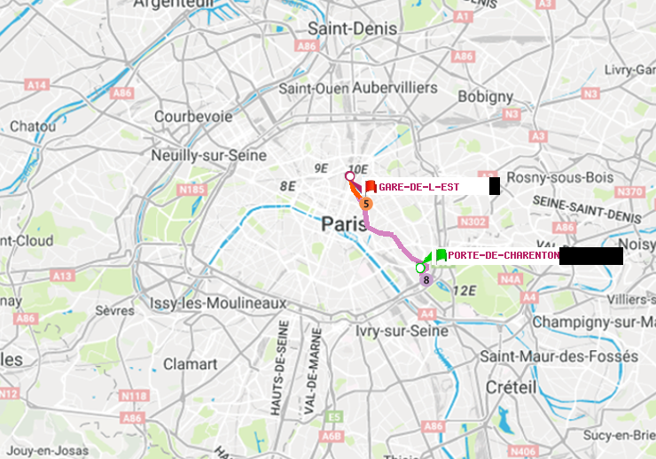 plan itinéraire ratp de Porte de Charenton à Gare de l