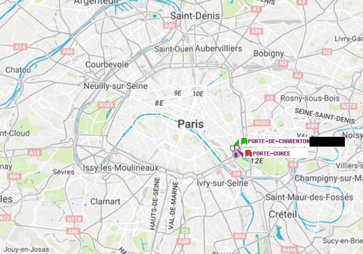 plan itinéraire ratp de Porte de Charenton à Porte Dorée