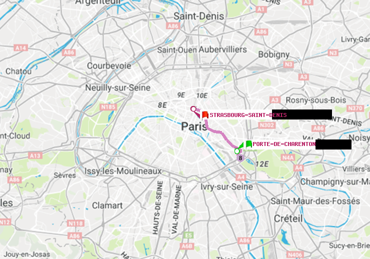 plan itinéraire ratp de Porte de Charenton à Strasbourg-Saint-Denis