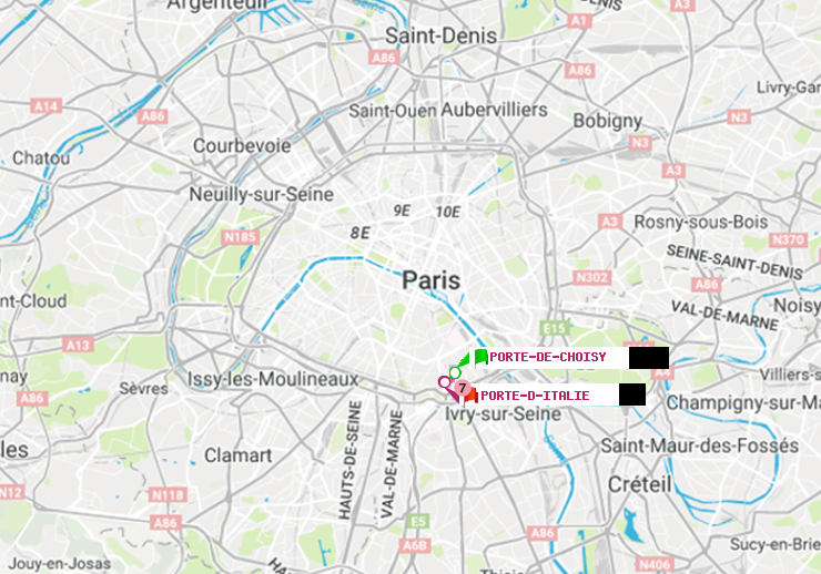 plan itinéraire ratp de Porte de Choisy à Porte d