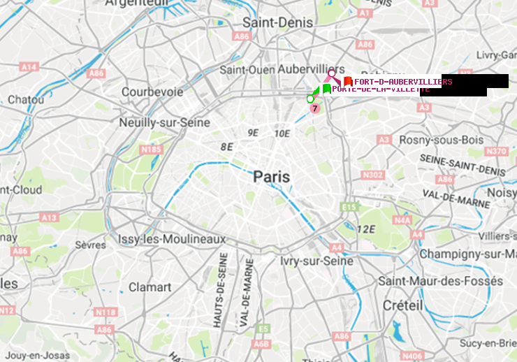 plan itinéraire ratp de Porte de la Villette à Fort d