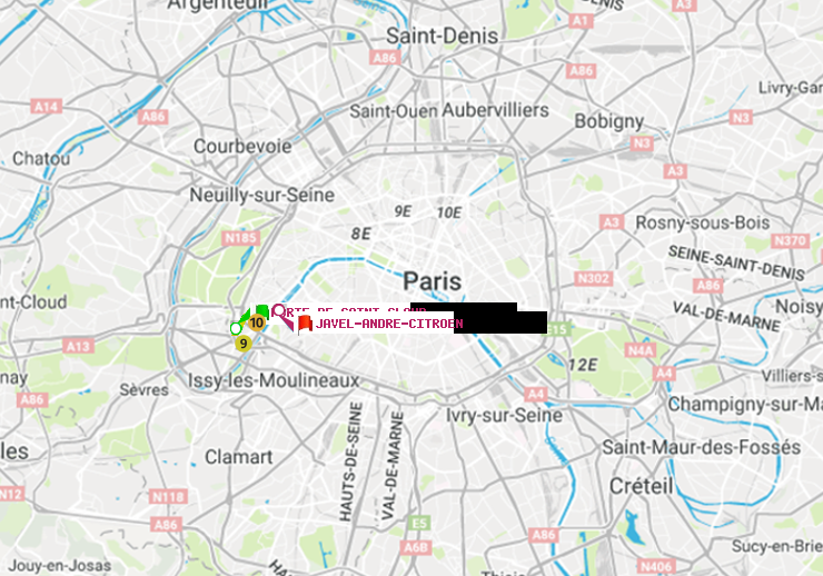 plan itinéraire ratp de Porte de Saint-Cloud à Javel-André-Citroen