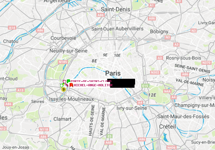 plan itinéraire ratp de Porte de Saint-Cloud à Michel-Ange-Molitor