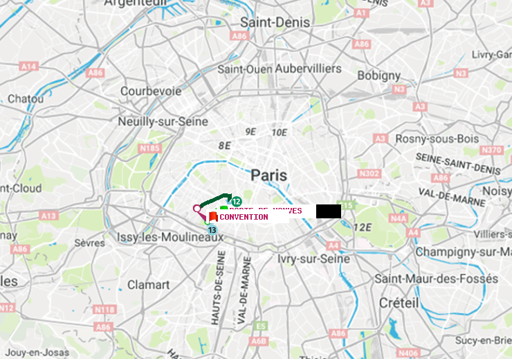 plan itinéraire ratp de Porte de Vanves à Convention