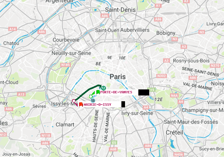 plan itinéraire ratp de Porte de Vanves à Mairie d
