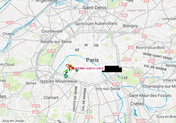 plan itinéraire ratp de Porte de Versailles à Avenue Emile-Zola