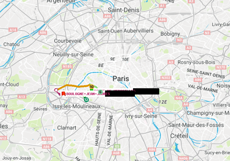 plan itinéraire ratp de Porte de Versailles à Boulogne-Jean-Jaurès