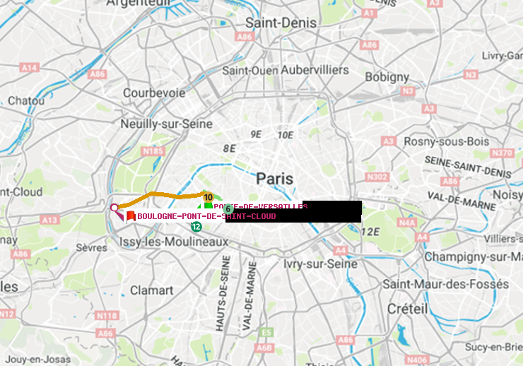 plan itinéraire ratp de Porte de Versailles à Boulogne Pont de Saint-Cloud