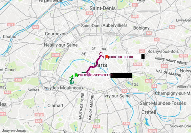 plan itinéraire ratp de Porte de Versailles à Château d
