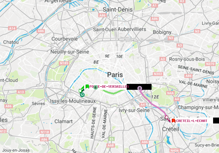 plan itinéraire ratp de Porte de Versailles à Créteil-L