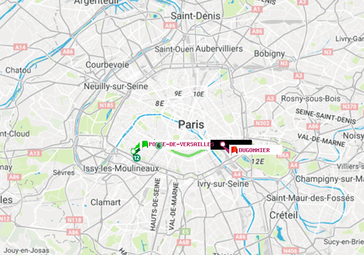 plan itinéraire ratp de Porte de Versailles à Dugommier