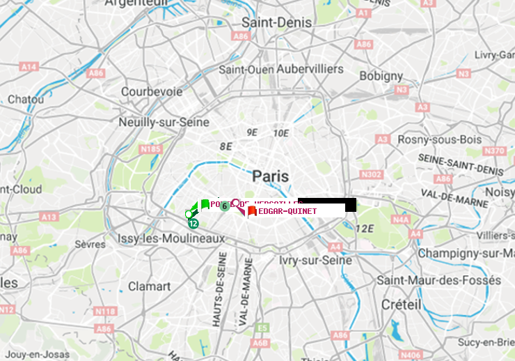 plan itinéraire ratp de Porte de Versailles à Edgar-Quinet