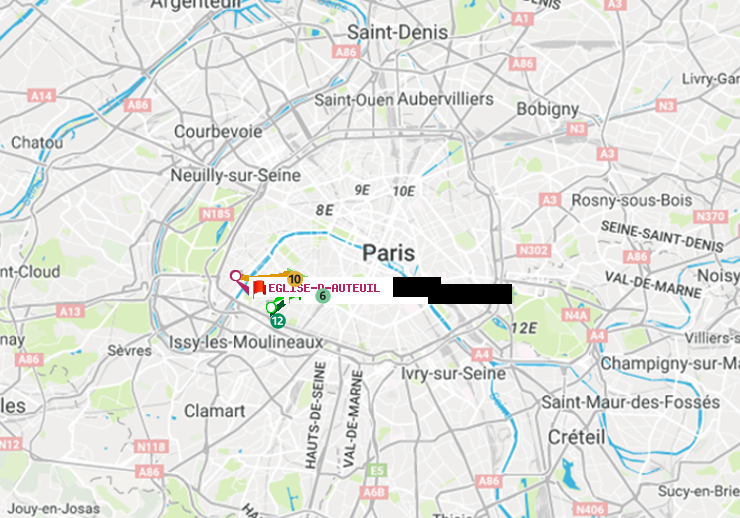 plan itinéraire ratp de Porte de Versailles à Eglise d