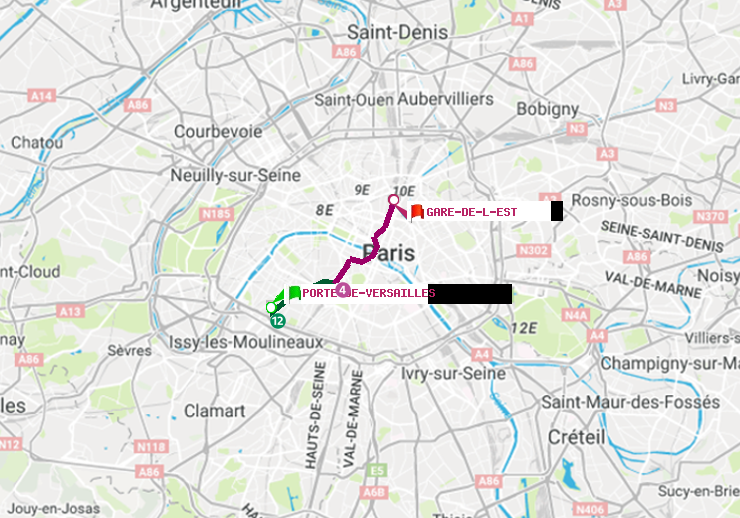 plan itinéraire ratp de Porte de Versailles à Gare de l