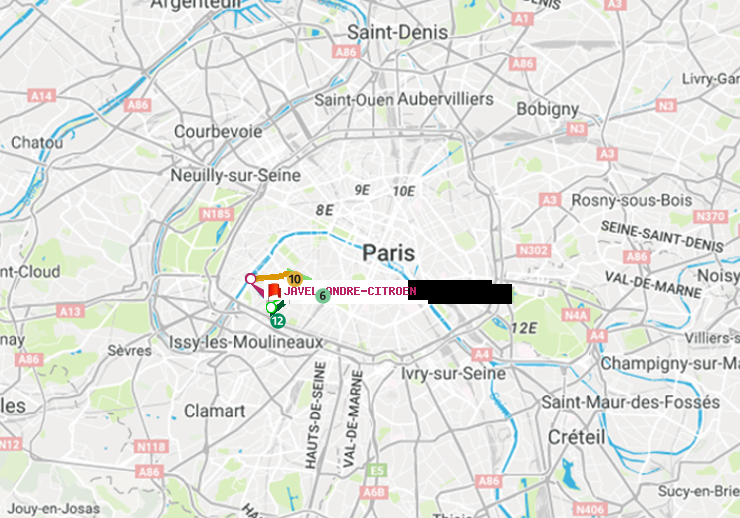 plan itinéraire ratp de Porte de Versailles à Javel-André-Citroen