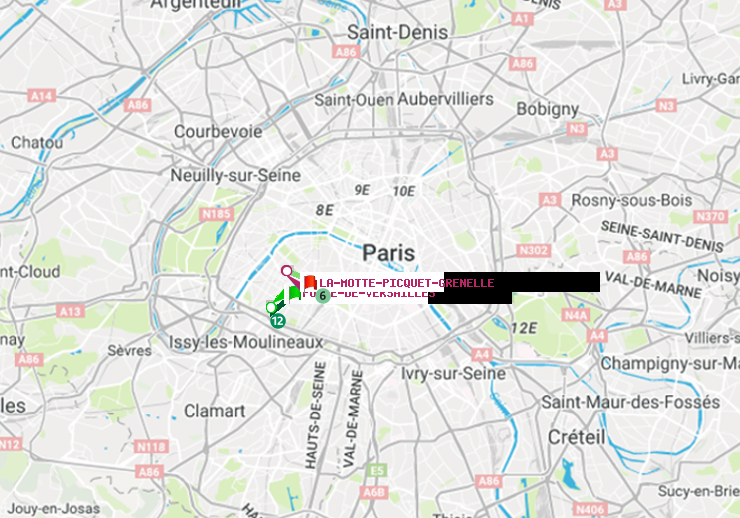 plan itinéraire ratp de Porte de Versailles à La Motte-Picquet-Grenelle