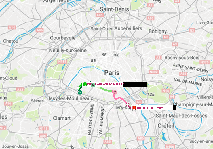 plan itinéraire ratp de Porte de Versailles à Mairie d