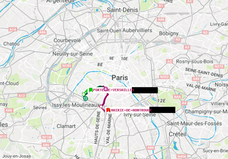 plan itinéraire ratp de Porte de Versailles à Mairie de Montrouge