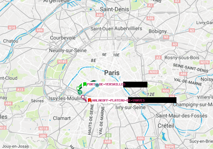 plan itinéraire ratp de Porte de Versailles à Malakoff-Plateau de Vanves