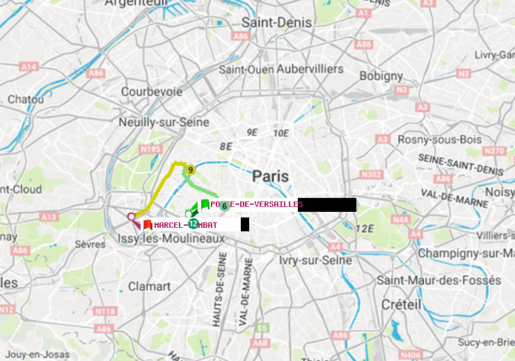 plan itinéraire ratp de Porte de Versailles à Marcel Sembat