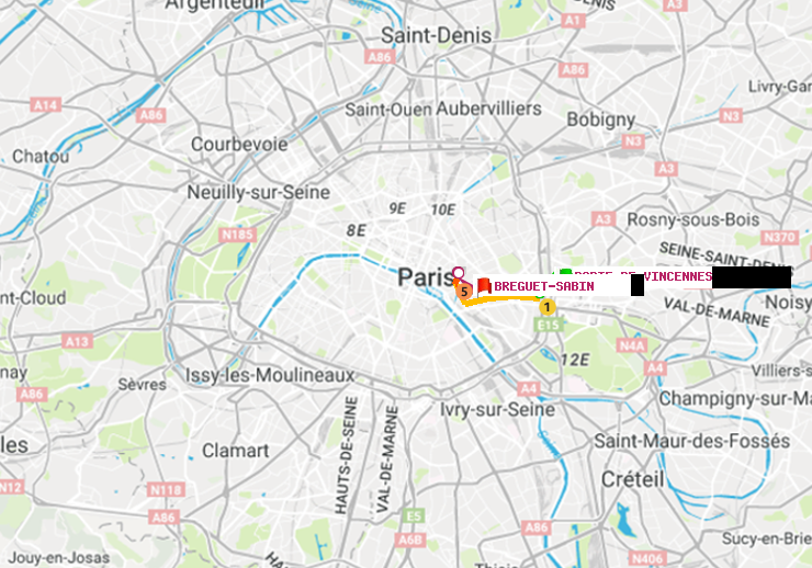 plan itinéraire ratp de Porte de Vincennes à Bréguet-Sabin