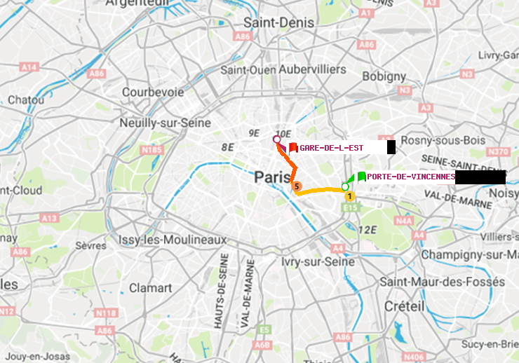 plan itinéraire ratp de Porte de Vincennes à Gare de l