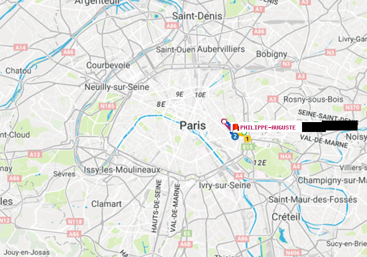 plan itinéraire ratp de Porte de Vincennes à Philippe Auguste