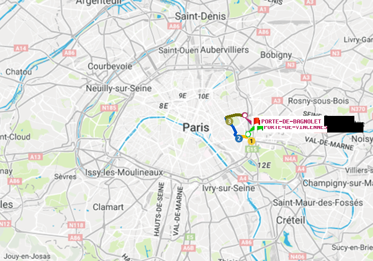 plan itinéraire ratp de Porte de Vincennes à Porte de Bagnolet