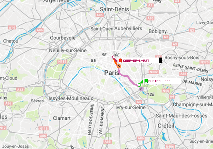 plan itinéraire ratp de Porte Dorée à Gare de l